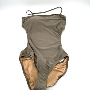 J. CREW B9713 Cutout Halter Monokini Swimsuit Gray Sz 4 One Piece Bathing Suit